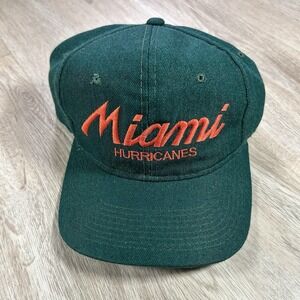 VTG Sports Specialties Miami Hurricanes Script Snapback Hat‎ Green Wool Cap